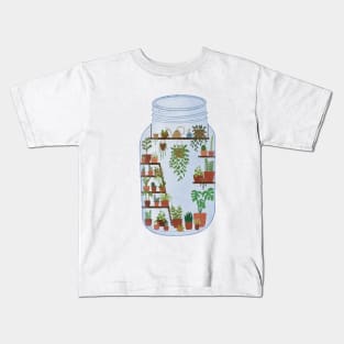 Mason Jar Houseplant Greenhouse Kids T-Shirt